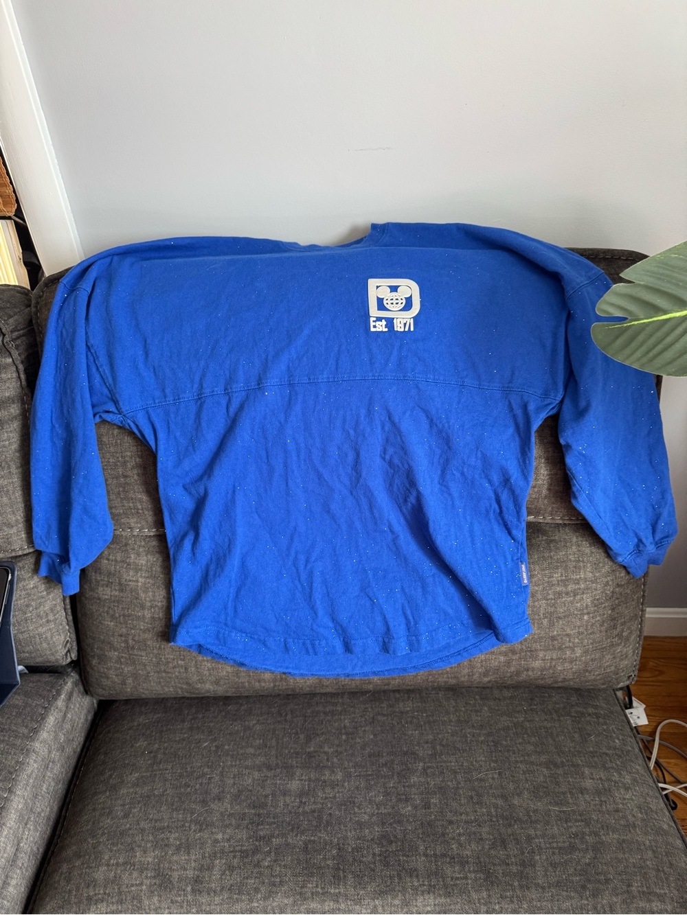 Disney Royal Blue Crewneck Sweatshirt with Silver Logo